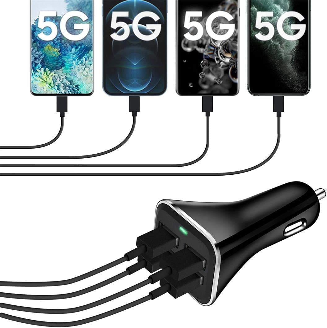 USB Car Charger Adapter, QC 3.0 Fast Car Charger, 4-Port Multi 9.6 Amp 48W Rapid Car Charger Compatible with Iphone 13/12/11 Pro Max, Samsung Galaxy S20 Ultra/Note20, LG, Pixel and More[2Pack].