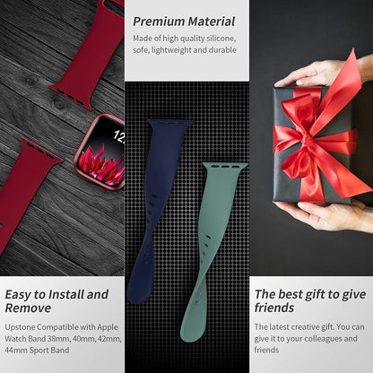 Sport Bands Compatible with Apple Watch Bands 38Mm 40Mm 41Mm 42Mm 44Mm 45Mm 49Mm,Soft Silicone Waterproof Strap for Iwatch Ultra2 Series 9 Ultra 8 7 6 5 4 3 2 1 SE Women Men