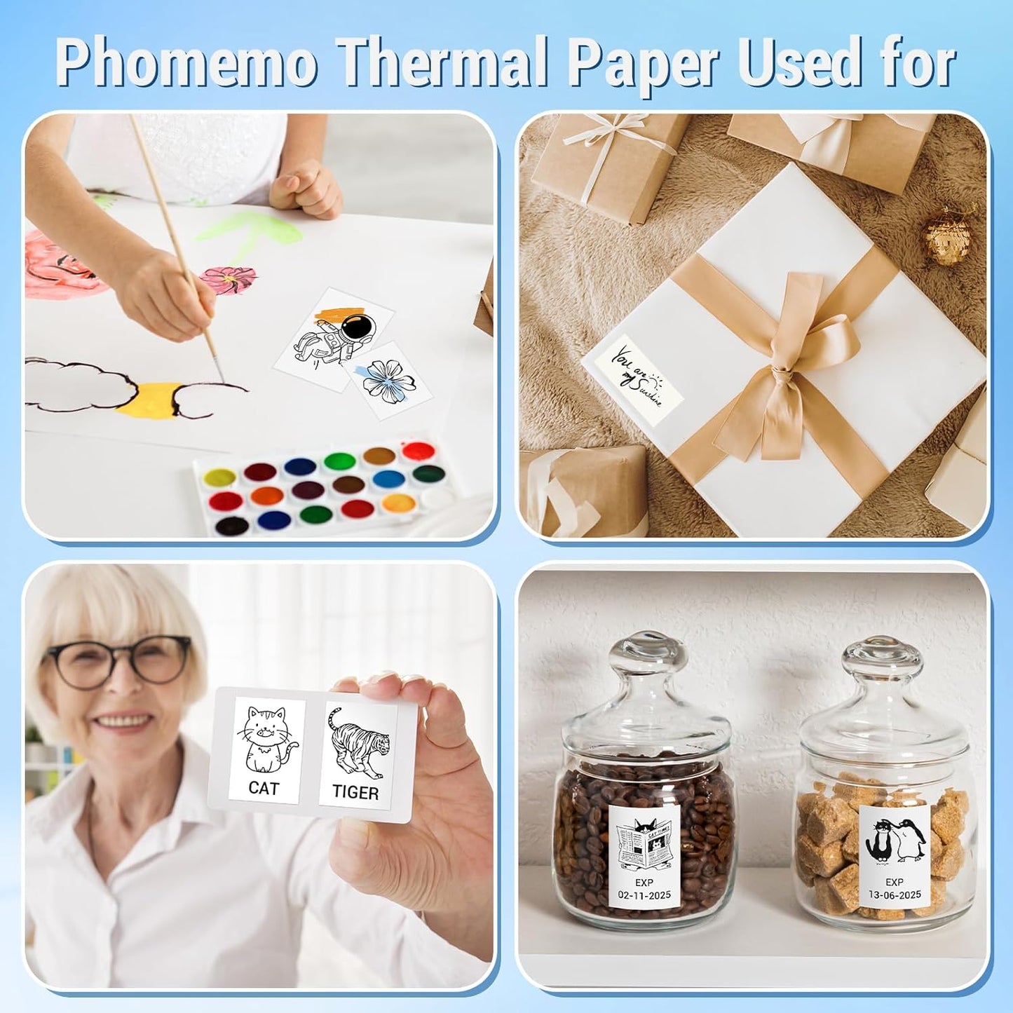 White Self-Adhesive Thermal Paper, Glossy Printable Sticker Paper Label for  M02/M02 Pro/M02S/P2S/M03/M04S Mini Sticker Printer, 50Mm X 3.5M, Diameter 28Mm, 3-Rolls, Image Time 2 Years