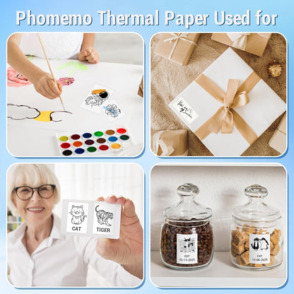 White Self-Adhesive Thermal Paper, Glossy Printable Sticker Paper Label for  M02/M02 Pro/M02S/P2S/M03/M04S Mini Sticker Printer, 50Mm X 3.5M, Diameter 28Mm, 3-Rolls, Image Time 2 Years