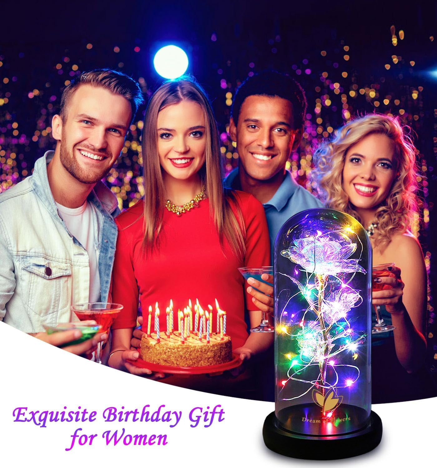 Galaxy Artificial Rose, Colorful Gold Foil Rose Enchanted Flower Rose, Beauty and the Beast Rose (Galaxy Colorful)