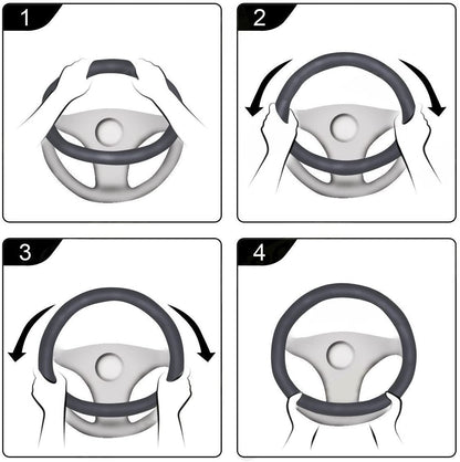 PU Leather Floral Auto Car Steering Wheel Cover, for Women Girls Ladies, anti Slip Non-Toxic Universal 15 Inch, Black with Flowers