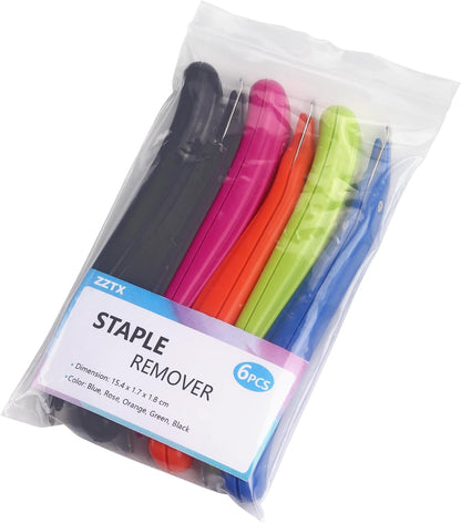 6 PCS Professional Magnetic Staple Remover Puller Staples Remover Staple Removal Tool for School Office Home 5 Colors