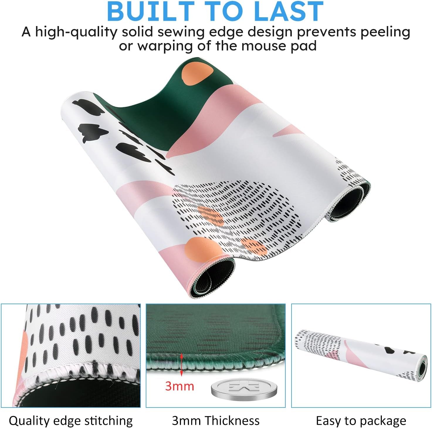 RGB Gaming Mouse Pad 5-15W, Wireless Charging LED Mousepad 31.9X12.3 Inch, XL Large Non-Slip Rubber Base Computer Keyboard Mat for Gaming, Work, Home, Office (Geometric Leaves)