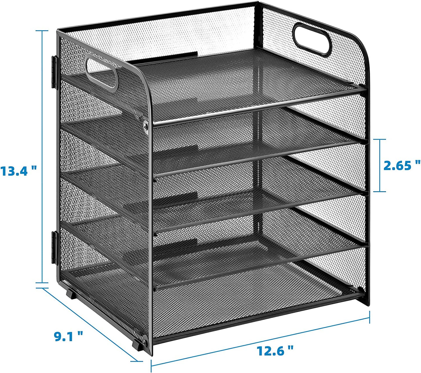 5-Tier Mesh Desktop File Organizer with Pen Holder, Black, 11 X 8.5 X 2.5 In