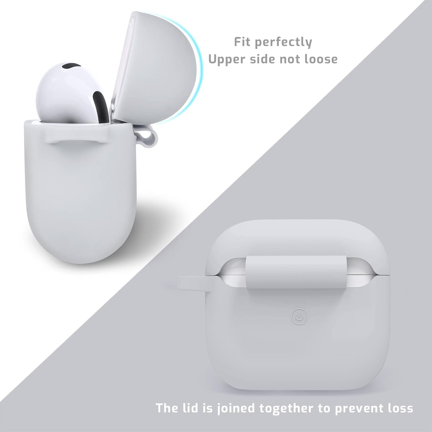 Compatible with Airpods 3 Case,Soft Silicone Protective Headphone Charging Cover with Keychain for Airpods 2021 3Rd Generation (Stone Gray)