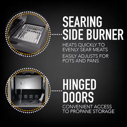 Black with Chrome Accents 4 -Burner Liquid Propane Gas Grill 1 -Side Burner