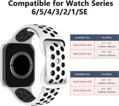 Compatible with Apple Watch Bands 44Mm 45Mm 46Mm 49Mm 42Mm 41Mm 40Mm 38Mm Men Women, Breathable Silicone Sport Strap for Iwatch Bands Series 10/9/8/7/6/5/4/3/Se/Ultra