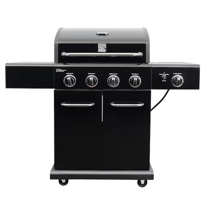 Black with Chrome Accents 4 -Burner Liquid Propane Gas Grill 1 -Side Burner