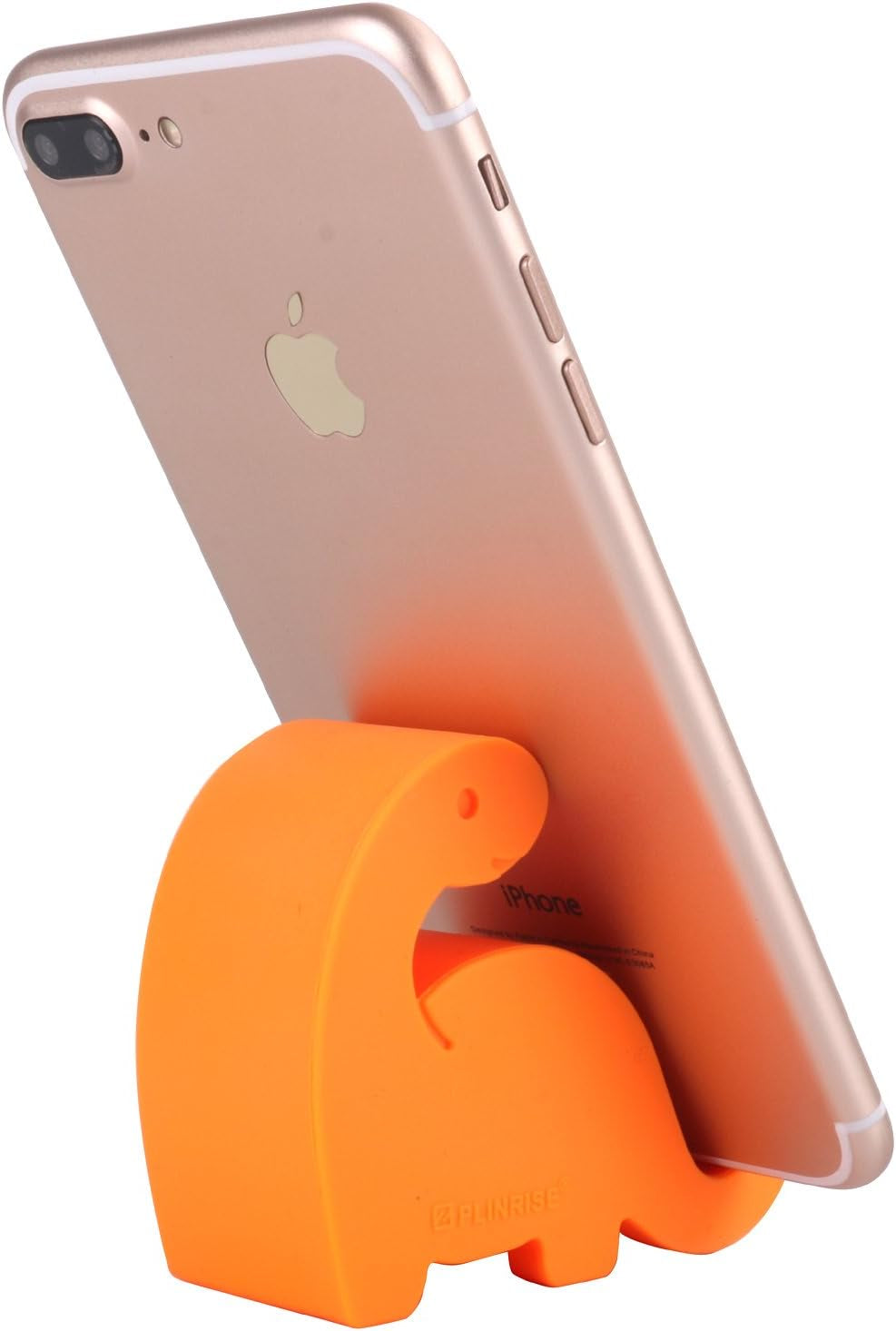 Plinrise Animal Desk Phone Stand, Update Dinosaur Stripe Silicone Office Phone Holder, Creative Phone Ipad Tablet Stand Mounts, Size:1.3" X 3.0" X 2.7" (Orange)