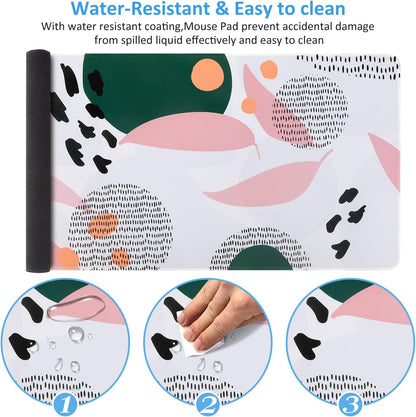 RGB Gaming Mouse Pad 5-15W, Wireless Charging LED Mousepad 31.9X12.3 Inch, XL Large Non-Slip Rubber Base Computer Keyboard Mat for Gaming, Work, Home, Office (Geometric Leaves)