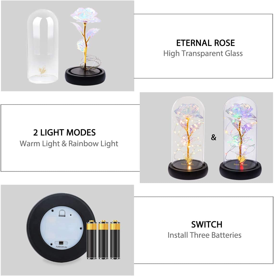 Galaxy Artificial Rose, Colorful Gold Foil Rose Enchanted Flower Rose, Beauty and the Beast Rose (Galaxy Colorful)