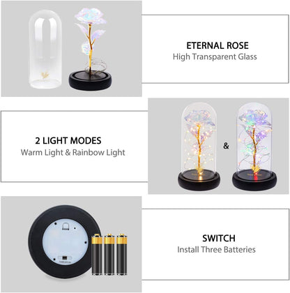 Galaxy Artificial Rose, Colorful Gold Foil Rose Enchanted Flower Rose, Beauty and the Beast Rose (Galaxy Colorful)