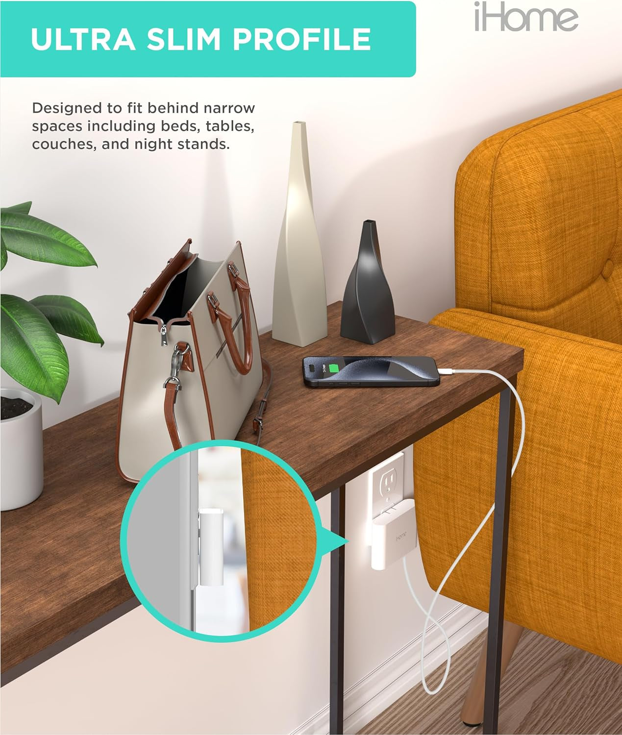 Slim 4-Port USB Wall Charger, AC Pro Multiport Plug Adapter, Phone Charging Block with 4 Ports, Flat USB Wall Adapter for Home & Travel