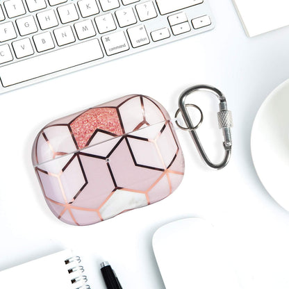 Airpods Pro Cute Case, Cute Apple Airpods Pro Cover Case Protective Airpods Pro Accessories Kit for Girls with 2 Keychains Compatiable with Apple Airpods Pro Case, Golden Marble