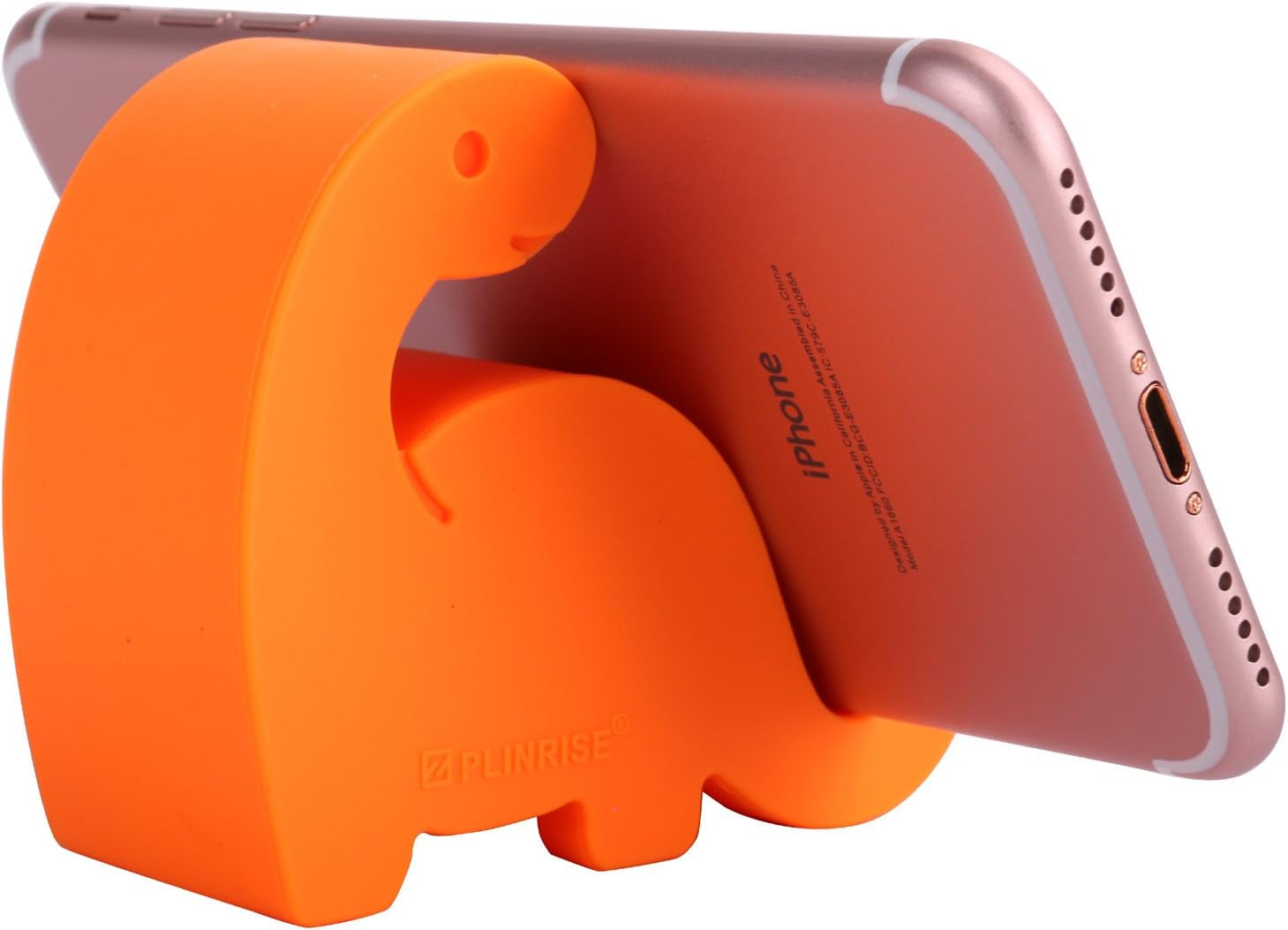Plinrise Animal Desk Phone Stand, Update Dinosaur Stripe Silicone Office Phone Holder, Creative Phone Ipad Tablet Stand Mounts, Size:1.3" X 3.0" X 2.7" (Orange)