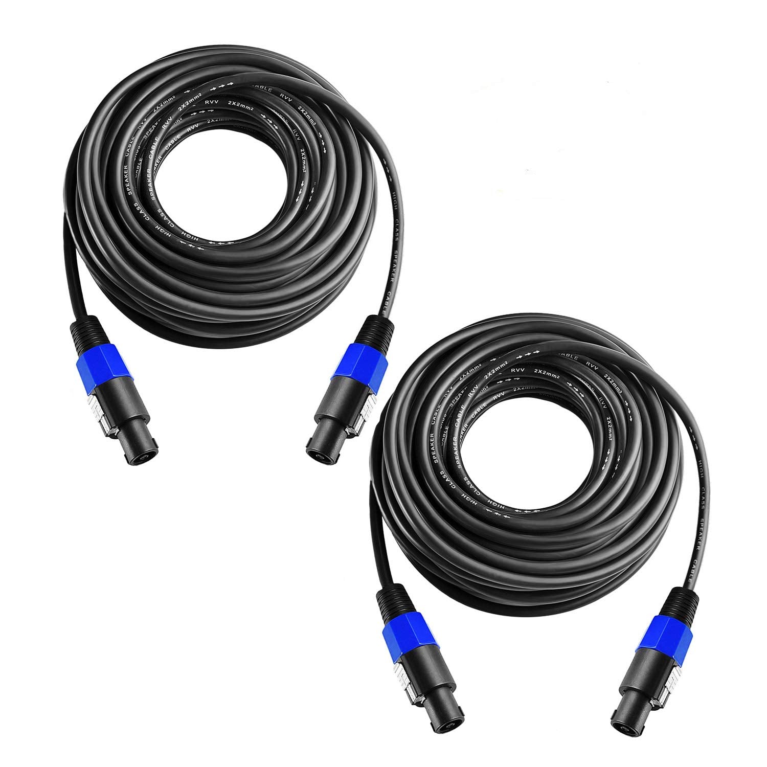 2Pcs 10 Feet Professional Speakon to Speakon Cables Wire Speaker Audio Amplifier Cord 7Mm with Twist Lock