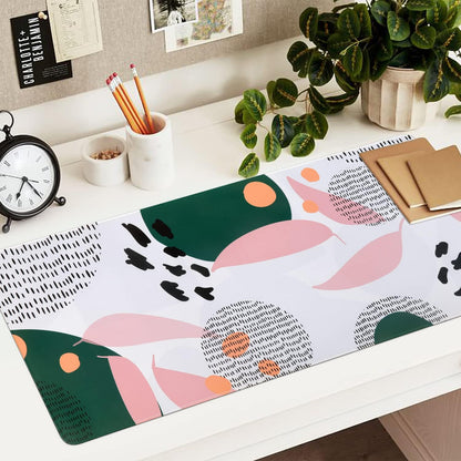 RGB Gaming Mouse Pad 5-15W, Wireless Charging LED Mousepad 31.9X12.3 Inch, XL Large Non-Slip Rubber Base Computer Keyboard Mat for Gaming, Work, Home, Office (Geometric Leaves)