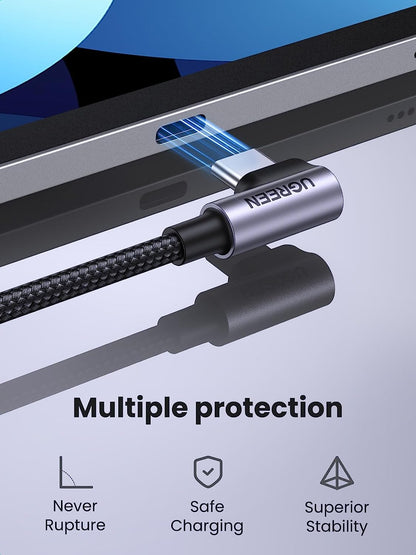 Right Angle USB C Cable 6.6FT 2-Pack, 60W USB C to USB C Cable 90 Degree Type C Cable for Iphone 17/16, Macbook Pro/Air, Ipad Pro 2022/Air 5/Mini 6, Galaxy S25/S24/S23, Pixel 10/9, Switch