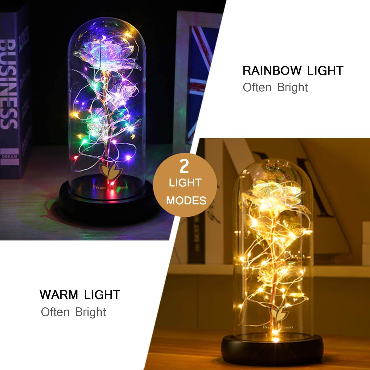 Galaxy Artificial Rose, Colorful Gold Foil Rose Enchanted Flower Rose, Beauty and the Beast Rose (Galaxy Colorful)