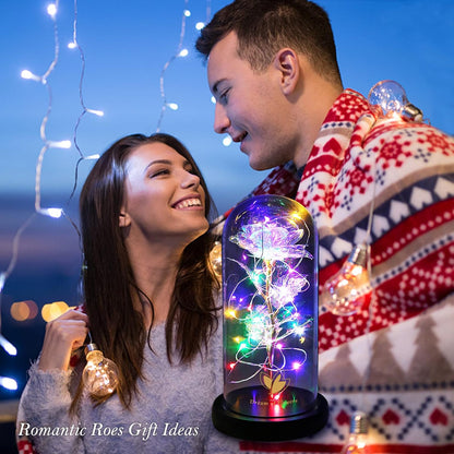 Galaxy Artificial Rose, Colorful Gold Foil Rose Enchanted Flower Rose, Beauty and the Beast Rose (Galaxy Colorful)