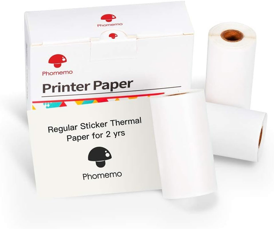 White Self-Adhesive Thermal Paper, Glossy Printable Sticker Paper Label for  M02/M02 Pro/M02S/P2S/M03/M04S Mini Sticker Printer, 50Mm X 3.5M, Diameter 28Mm, 3-Rolls, Image Time 2 Years